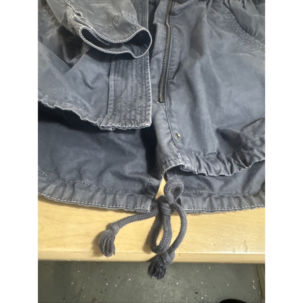 American Eagle Full Zip Cinch Waist Hooded Utility Jacket Size Small Blue Cotton - Picture 7 of 9